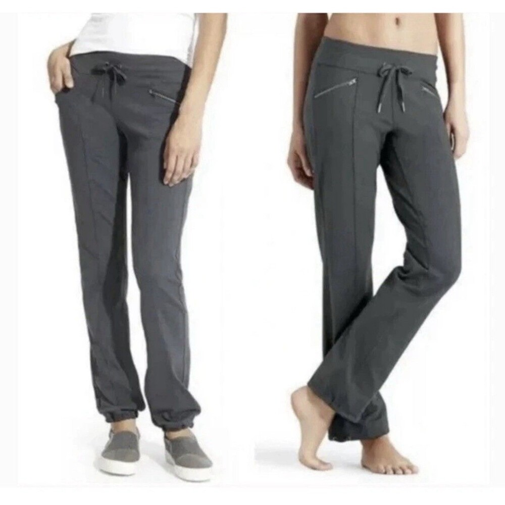 Athleta Metro Slouch Pants Women Gray Zip Pocket Drawstring Hem Size Small